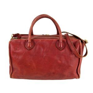Madewell BURGUNDY RED GENUINE LEATHER ZIP TOP SHOULDER BAG DOCTOR HANDBAG PURSE